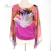 社交ダンス 衣装 スタンダード トップス レッスンウェア Create-Sun クリエイトサン パープル系 ブラック系 カラフル ラインストーン トップス 伸縮性 高品質 ポリエステル マルチカラー ラインストーン付 おしゃれ 女性用 ダンスウェア 体型カバー シンプル デザイン フェミニン イベント用 競技用