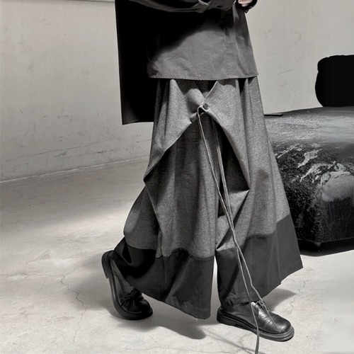 Layered drape wide pants C1300