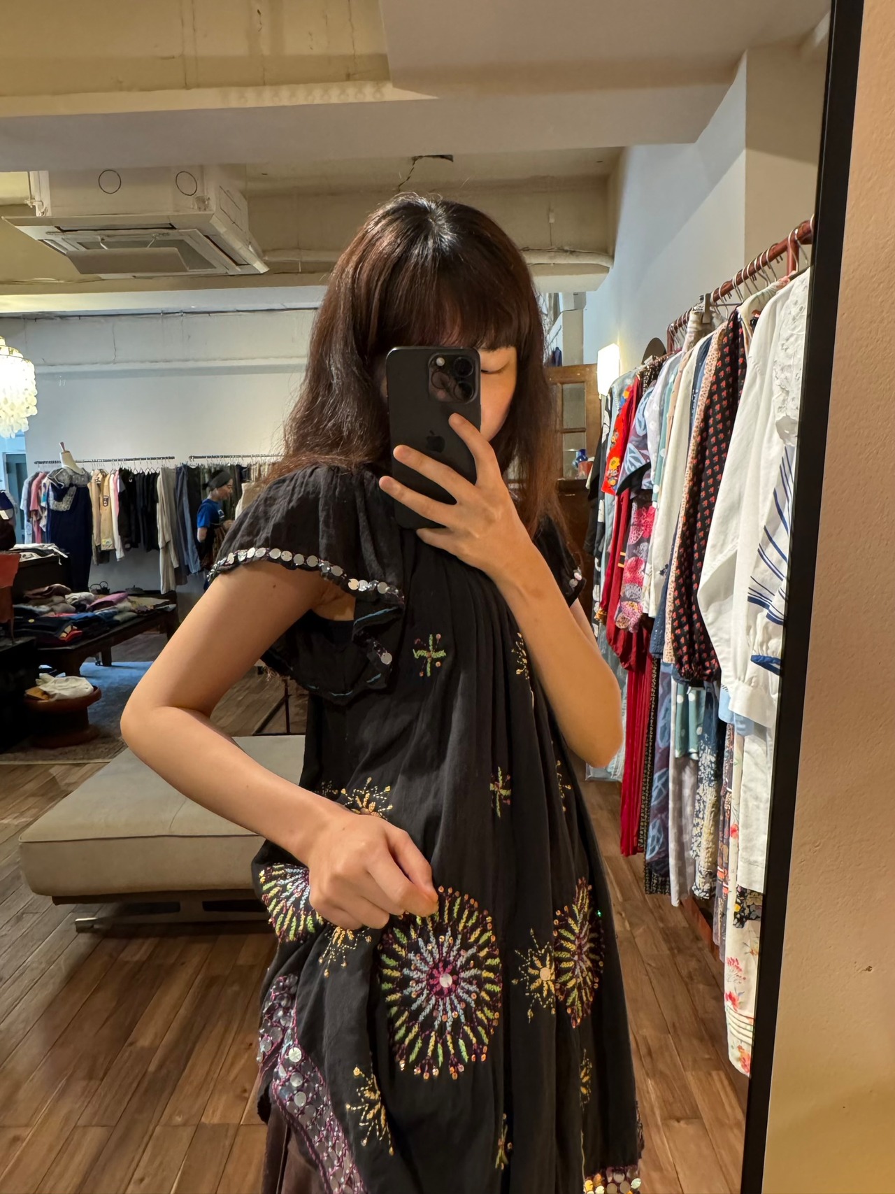 ANTIK BATIK スパンコール刺繍ファイヤーワークスチュニック