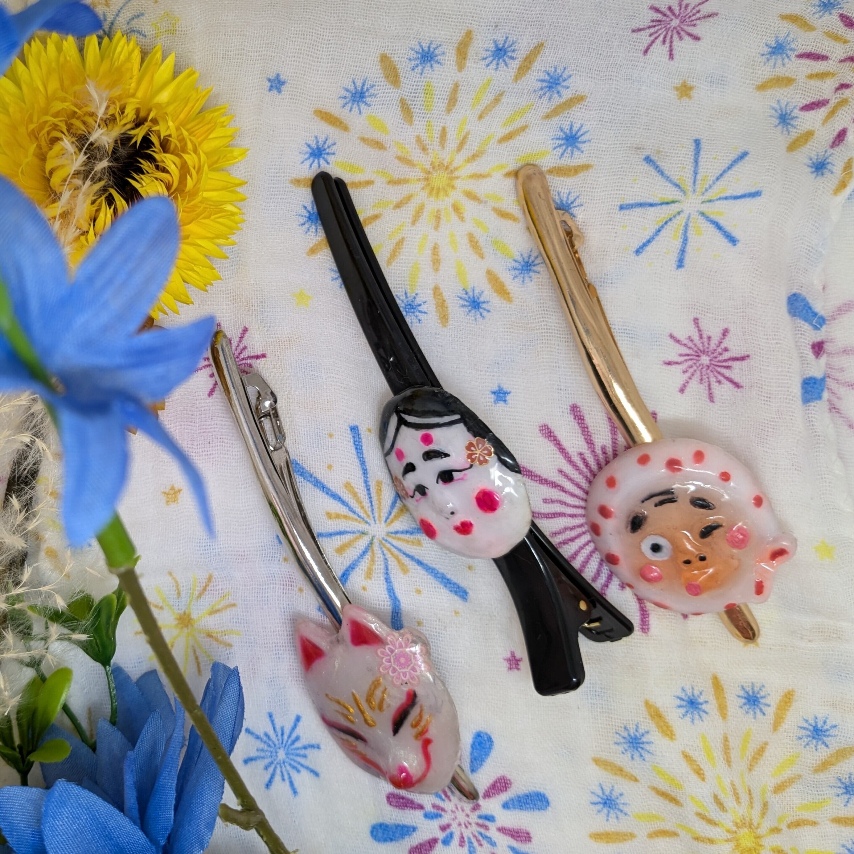 新作♪初夏デザイン お花レジンヘアクリップ ハンドメイド 新作♪初夏デザイン お花レジンヘアクリップ ハンドメイド