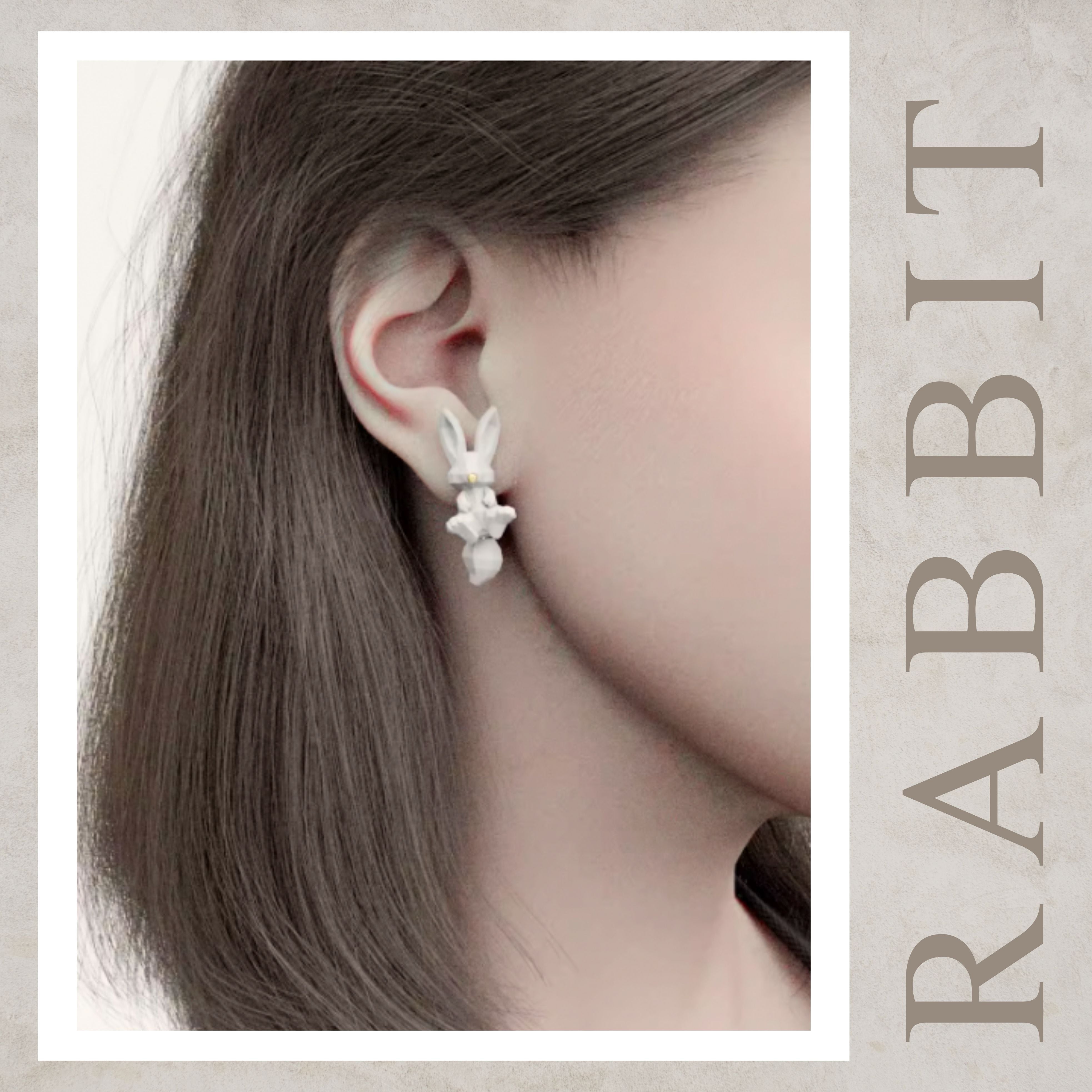 うさぎポリゴンフルボディピアス（イヤリング）E00395 | EMMA GRAND