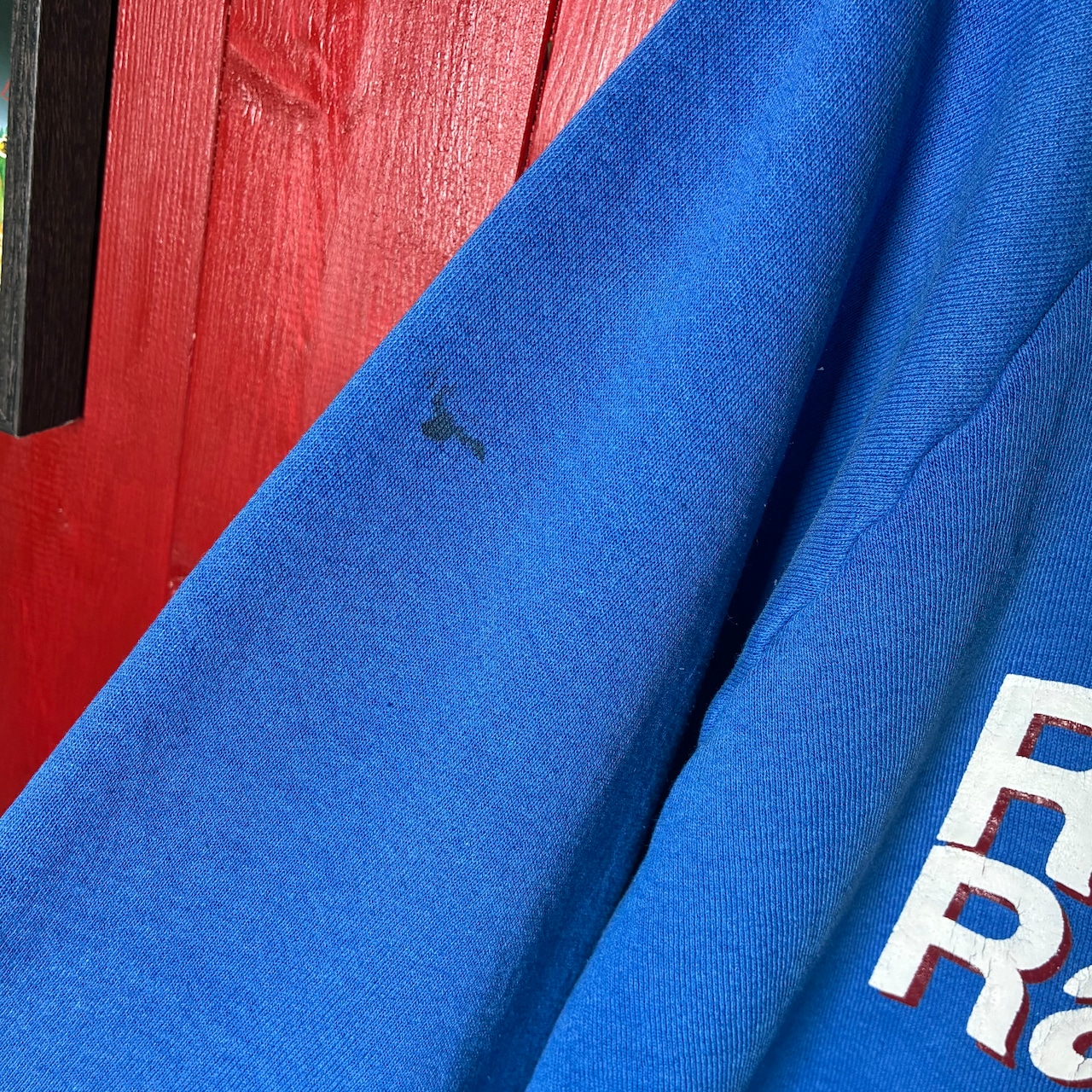 90s USA製 Fruit of the loom ラグランスウェット ドラッグレース NHRA 青