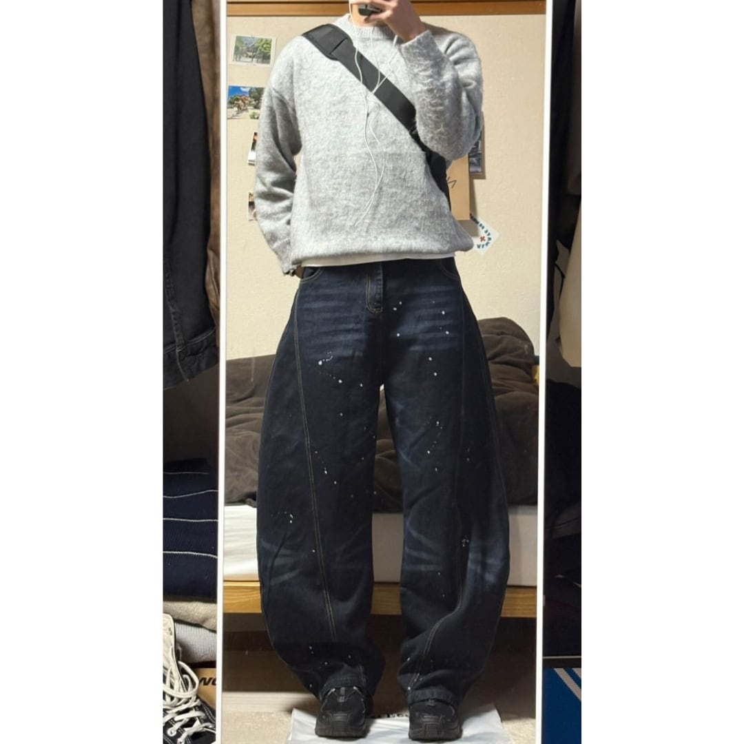 ペイントワイドデニム el1449 | elev fashion store