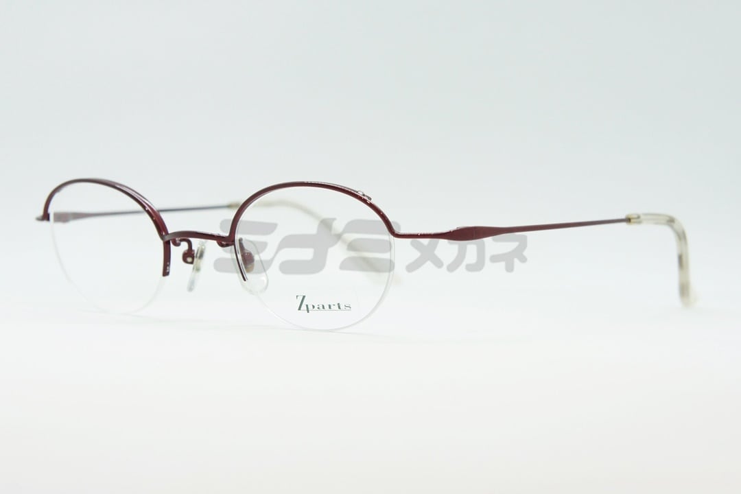 Zparts メガネ Z-108 Col.RE オーバル ハーフリム ナイロール 半リム