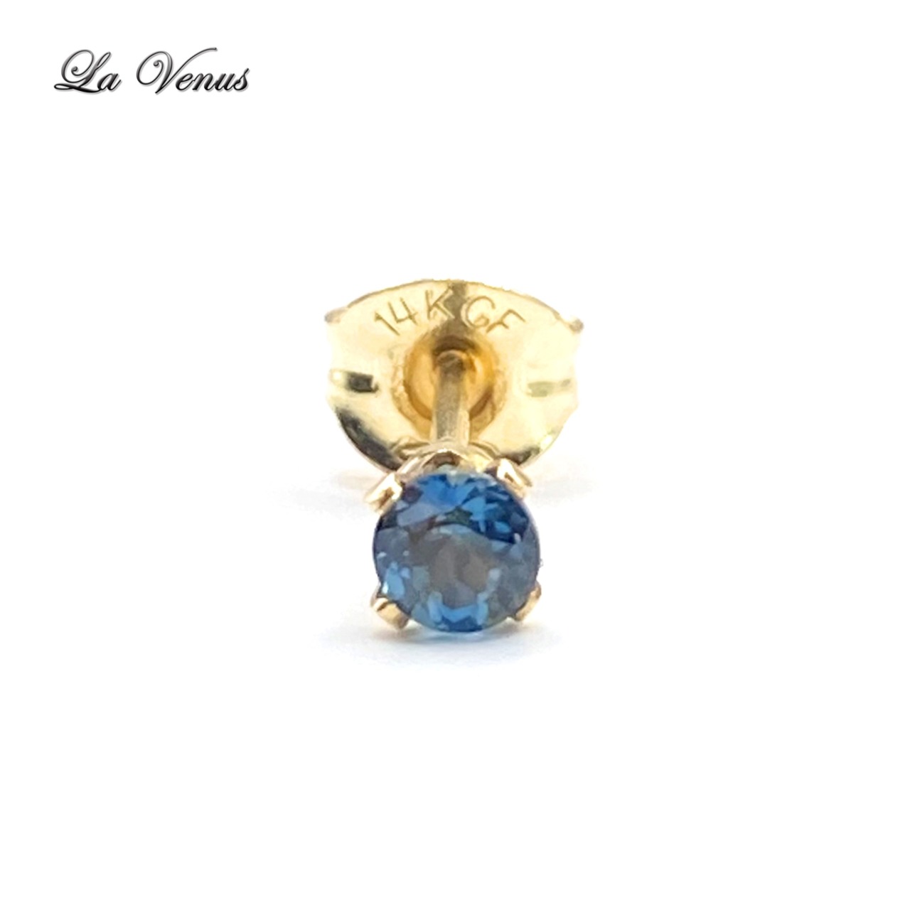 ✴︎14kgf✴︎ ロンドンブルートパーズ ピアス 3mm 金属アレルギー対応  