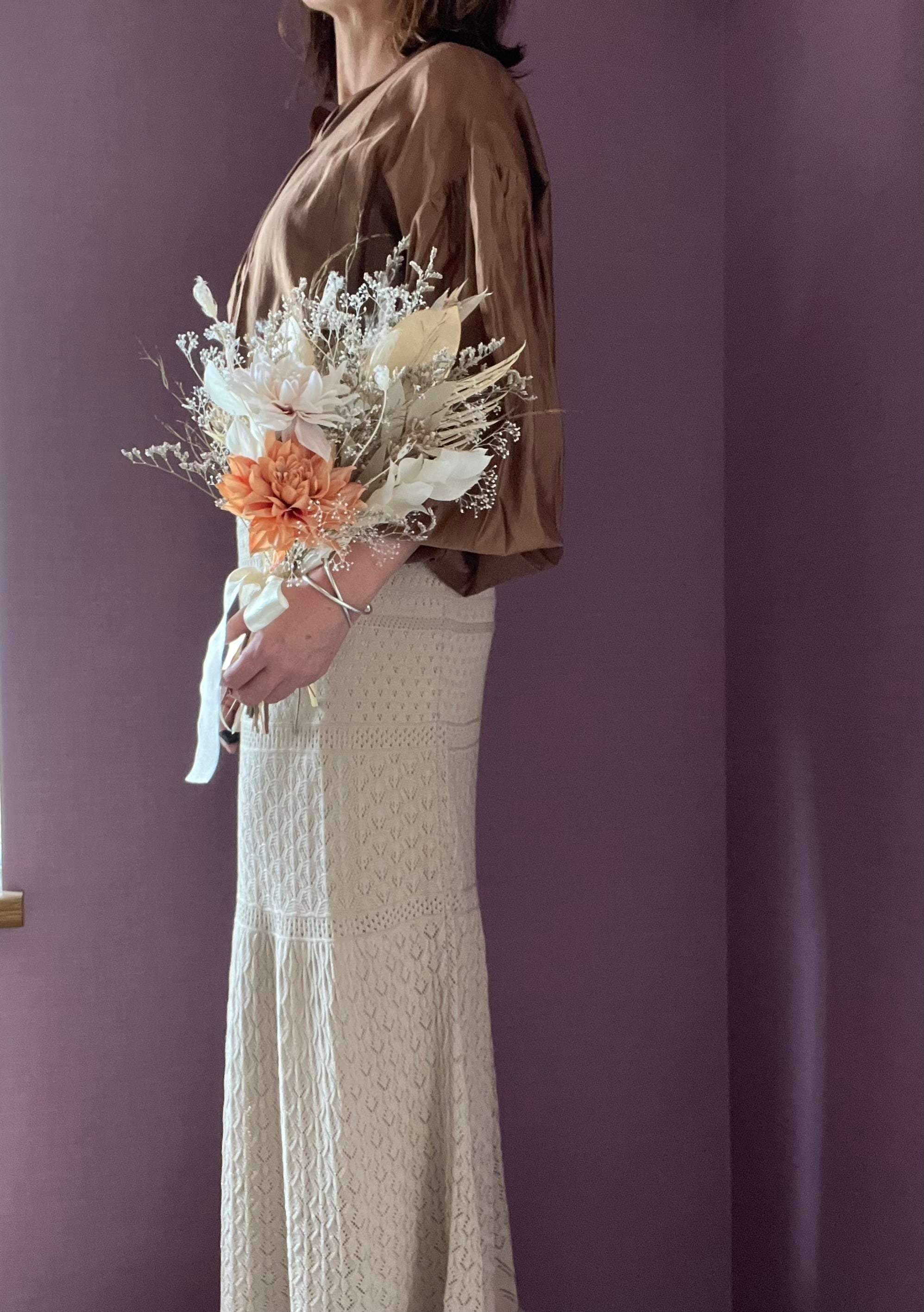 □テラコッタカラーのダリアのブーケ□アーティフィシャル ドライ