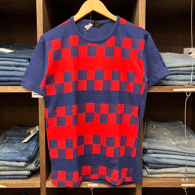 SEARS NAVY/RED CHECK T-SHIRT