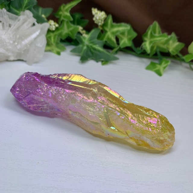 6.パープル×イエロー☆ラフカット☆オーラクォーツ