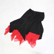 【美品 社交ダンス衣装】スカート レッスンウェア 練習着 赤 黒 レッド ブラック バイカラー かわいい 可愛い 派手 上品 気品
