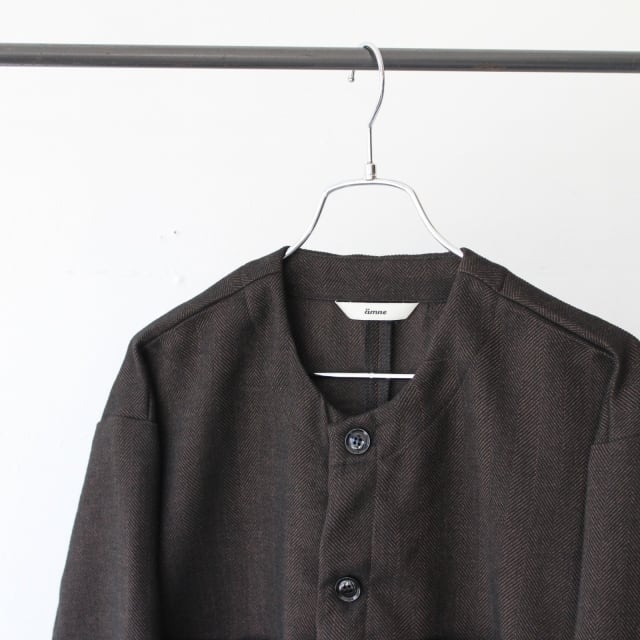 amne ポリエステルツイードノーカラーブルゾン HERRINGBONE