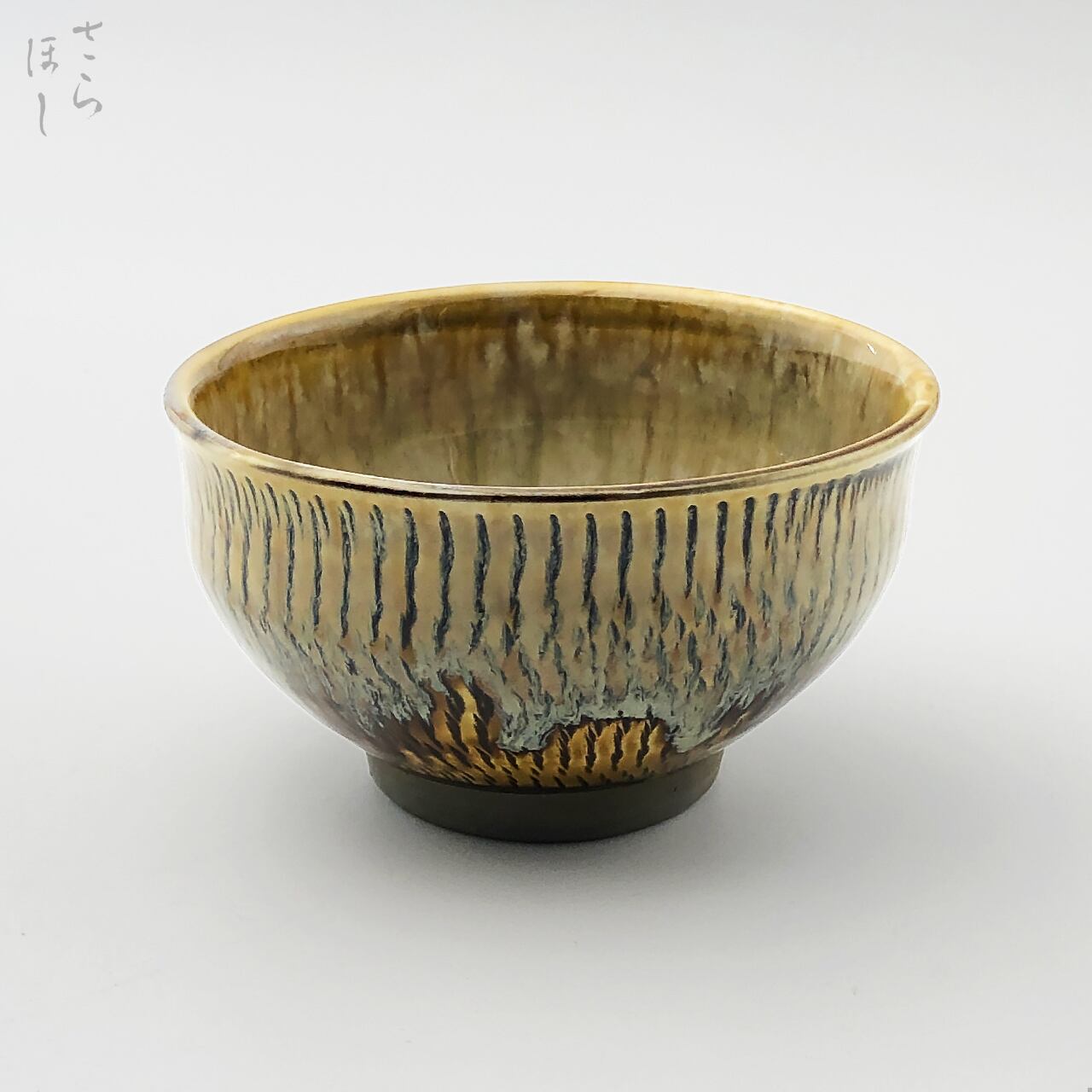 小鹿田焼 小袋窯 5寸丼 飛びかんな/櫛描き 緑 直径約15.5cm 陶器 和