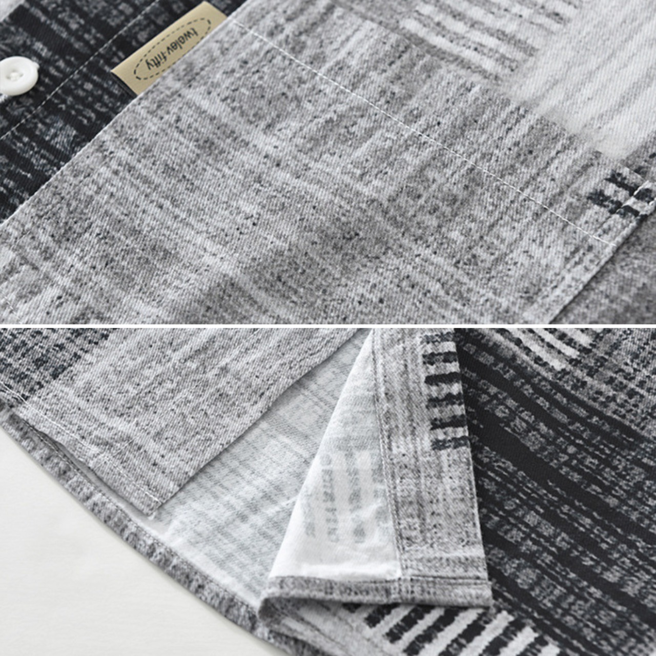 【M-3XL】Square Print Short Sleeve Shirt / スクエア プリント 半袖 シャツ