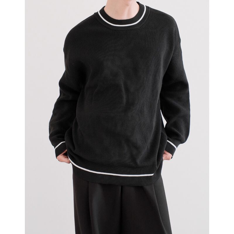 crew neck rib knit long sleeve sweater mr0208