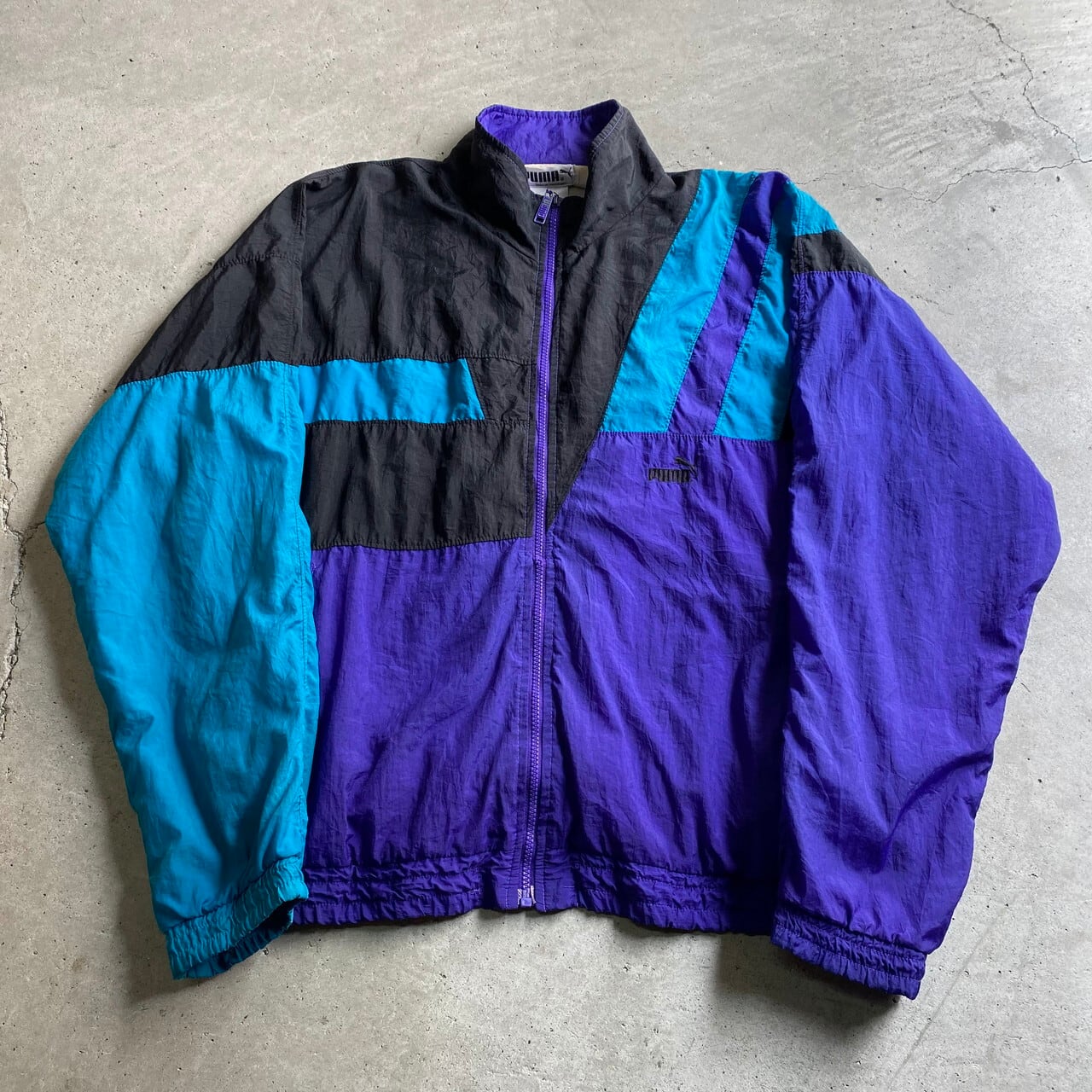 90s PUMA プーマ 切り替え マルチカラー ナイロンジャケット BRW