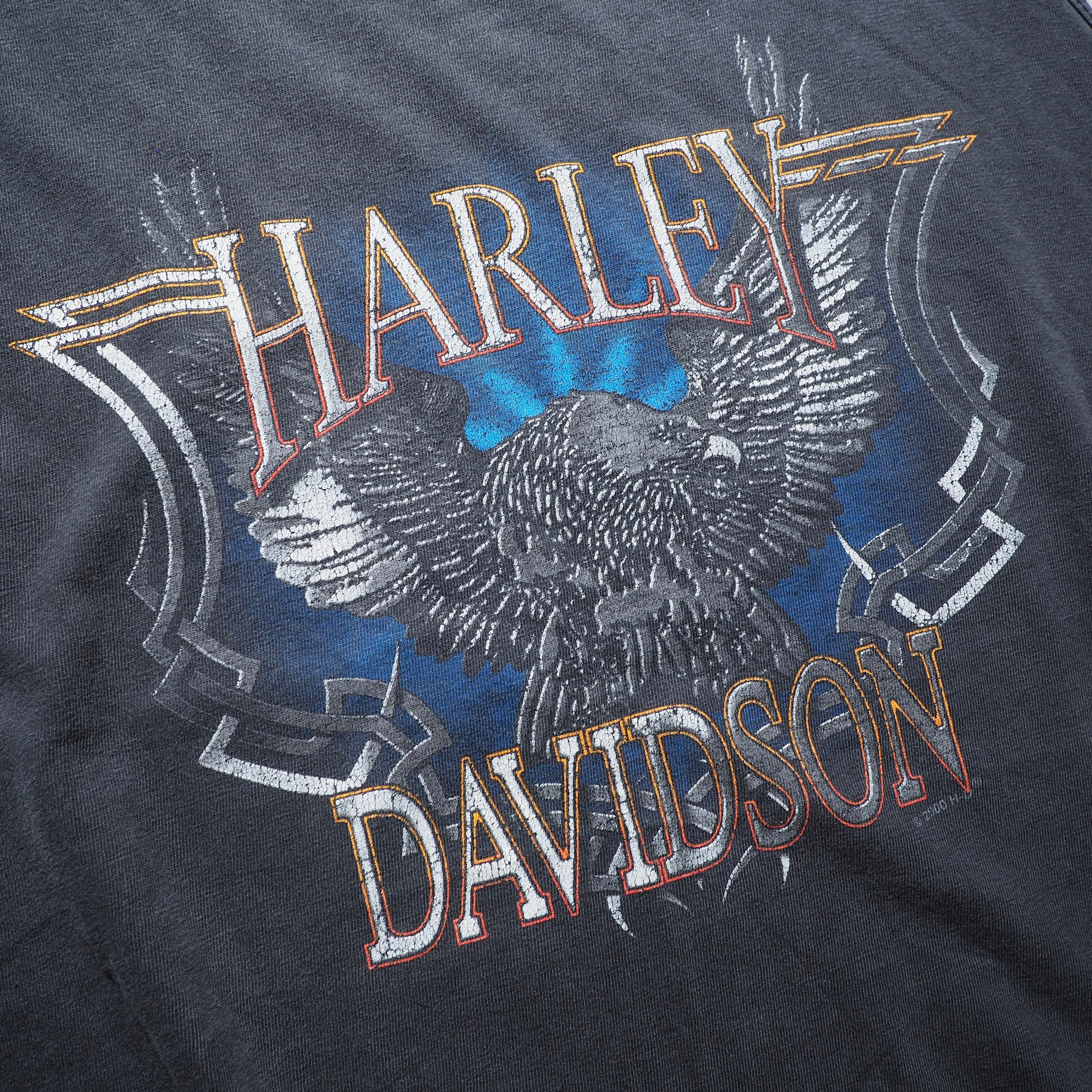 ” Harley-Davidson ” Aging fade printed loose Tank top Tee