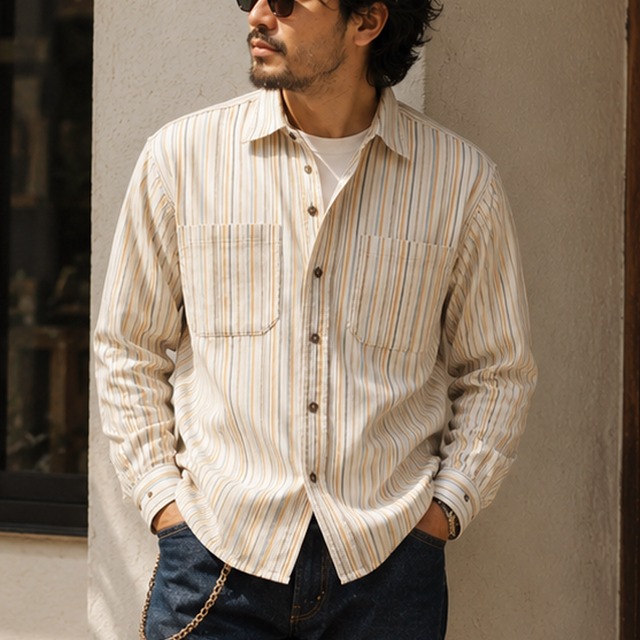 Double pocket striped shirt 00502