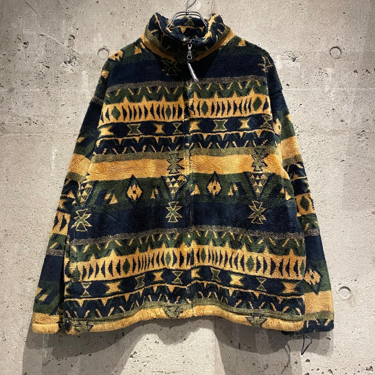 【USA製】90’s BLACK MOUNTAIN Aztec Pattern Fleece Jacket | 下北沢SPiKe＆SPiCe