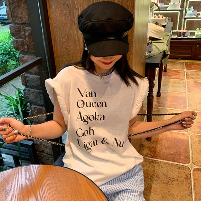 ロールスリーブ スタイリッシュロゴTシャツ A4304