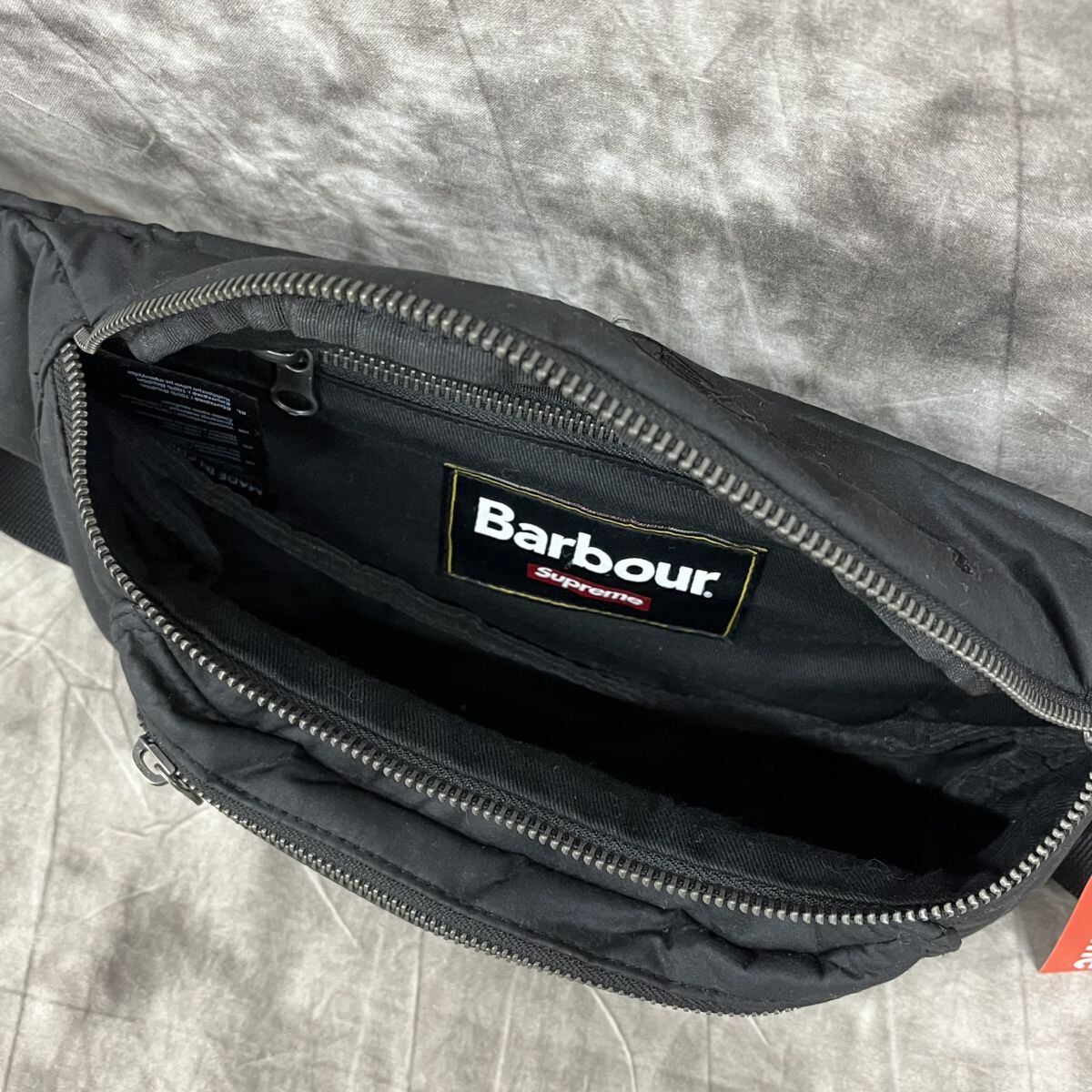 Supreme Barbour waxed cotton waist bag 黒