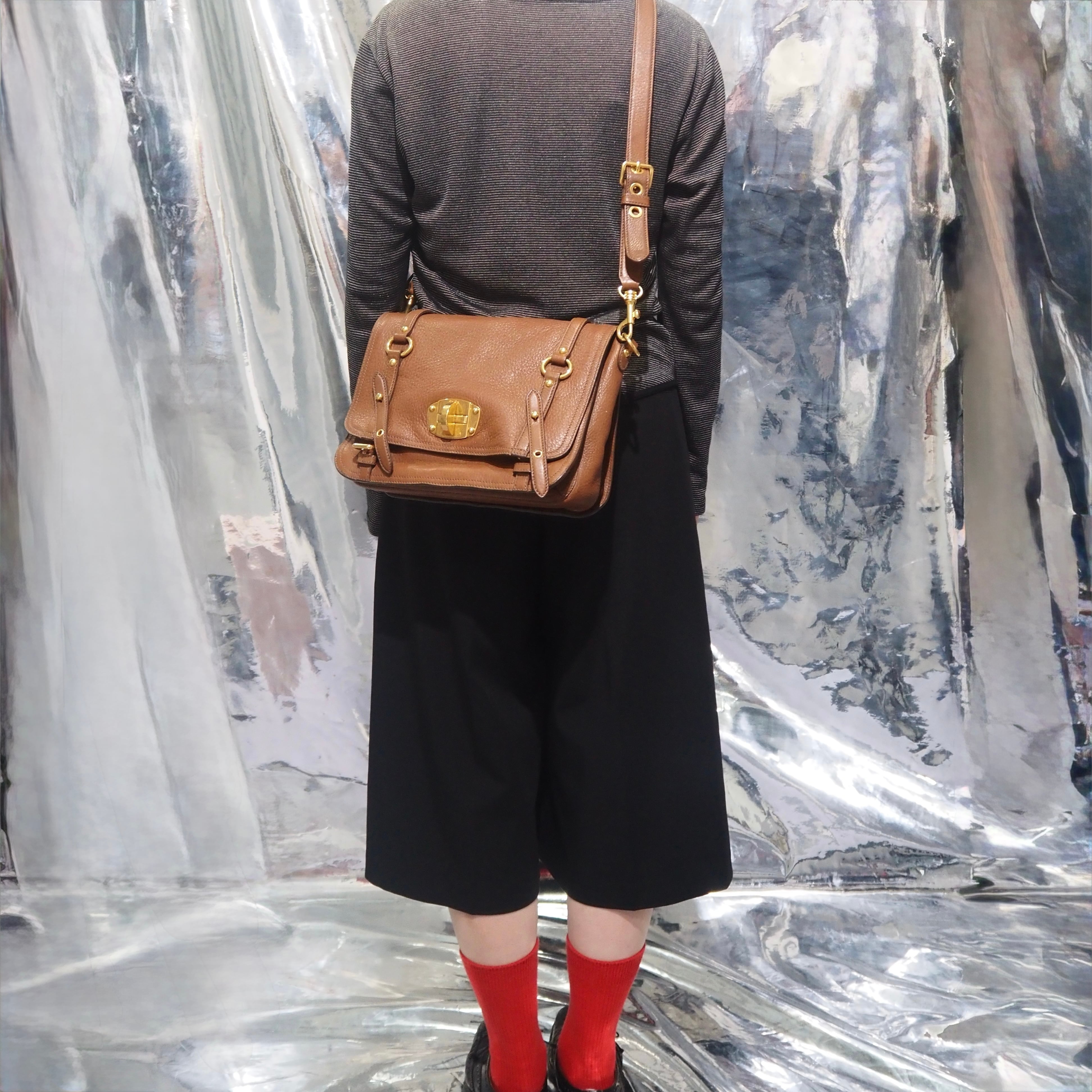 MIUMIU レザー ショルダーバッグ ブラウン ミュウミュウ | 2122TOKYO