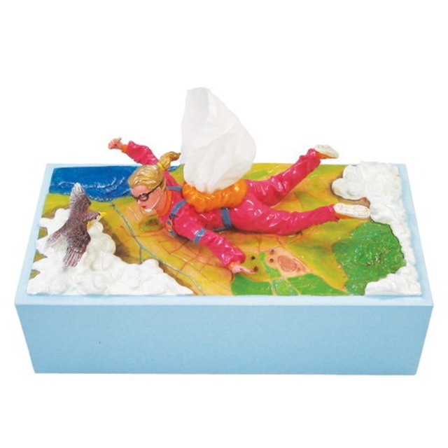 金髪のスカイダイバー Fun Tissue Case Skydiver　スカイダイビングのティッシュケース　ロータリーヒロ