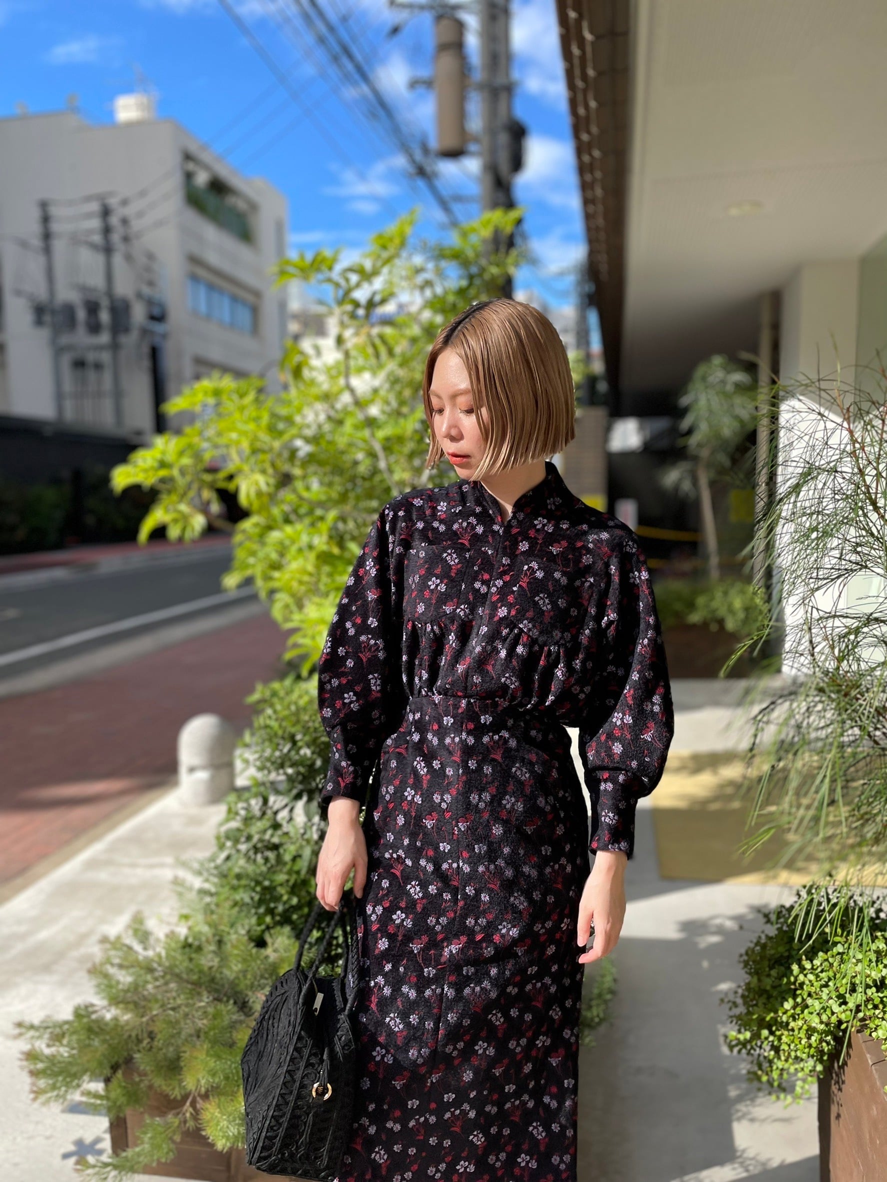 22AW】Mame Kurogouchi マメクロゴウチ / Floral Jacquard Flare Dress