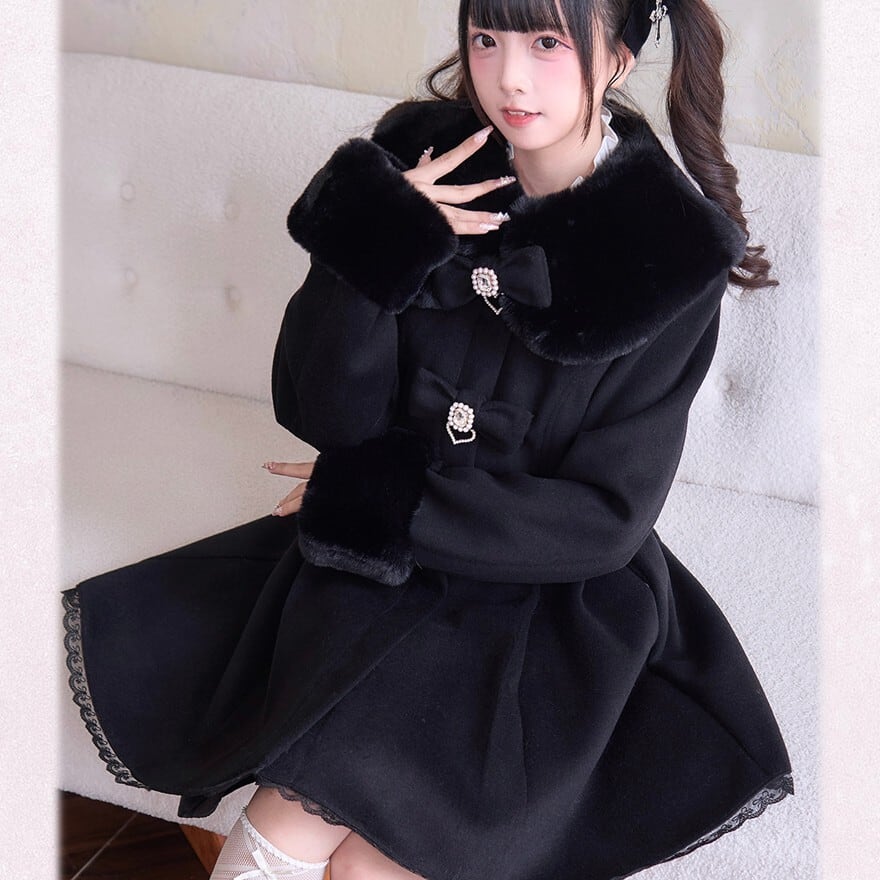 地雷系 量産型】ファーコート ロングコート フレアコート アウター