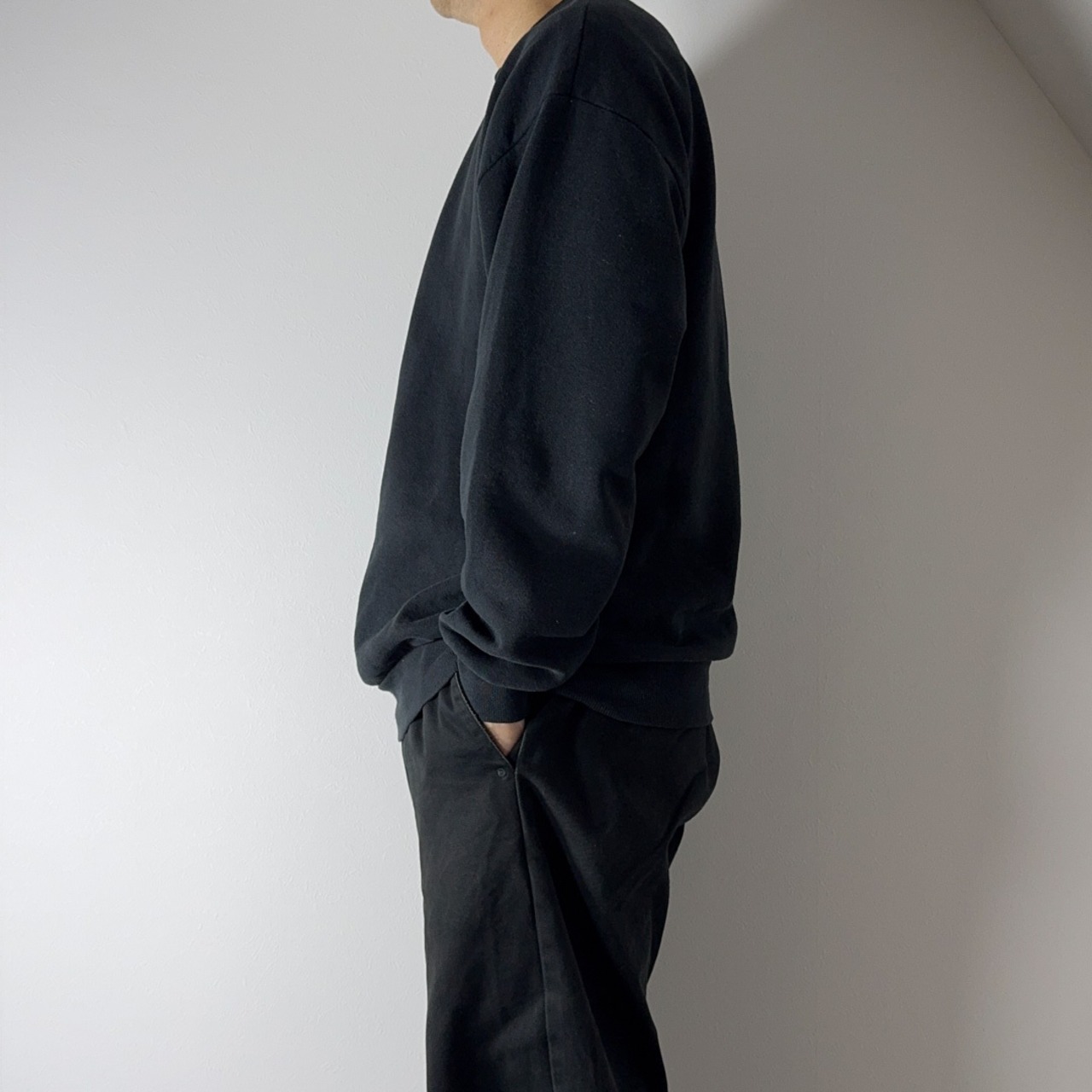 90s JERZEES TEE  sweatshirt solid black "made in USA" XL 古着 - 17