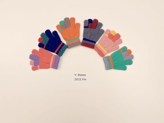 【即納】Vバイカラー手袋 韓国 キッズ 子供服
