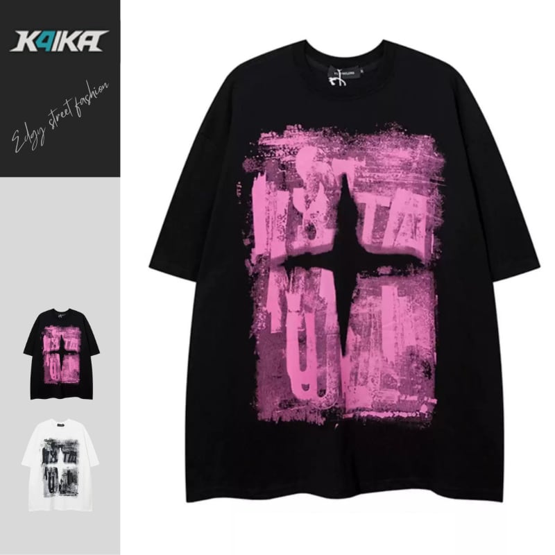 dark graffiti design oversized T-shirt 00001