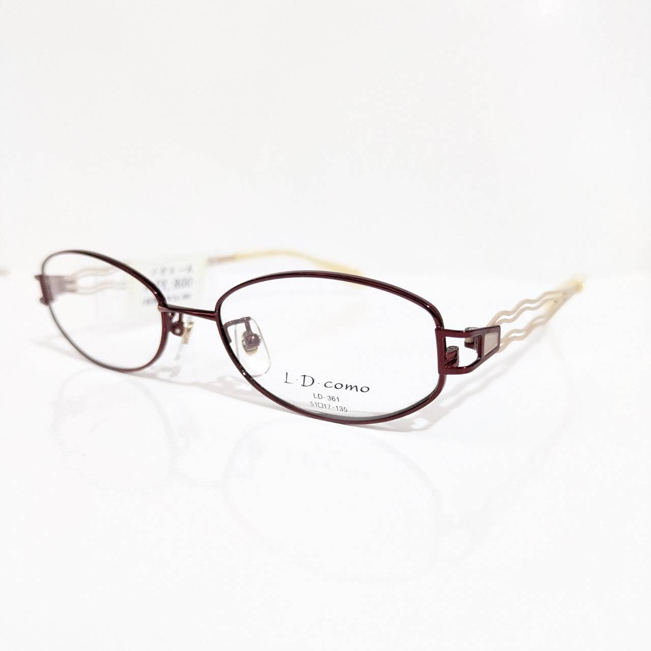 【LD COMO】オーバルメタルフレーム ワインレッド・ホワイト