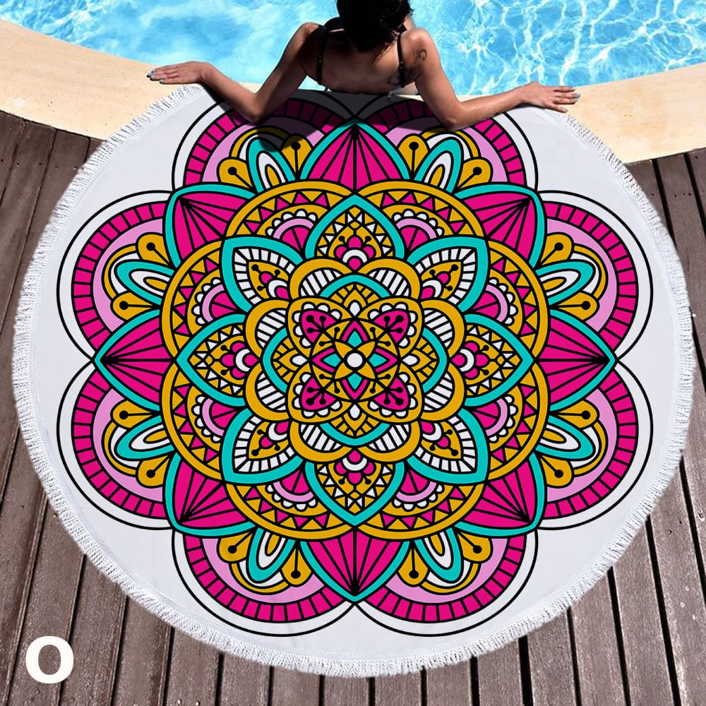 ラウンド マット 曼荼羅 マンダラ 直径 150cm ビーチタオル おしゃれ