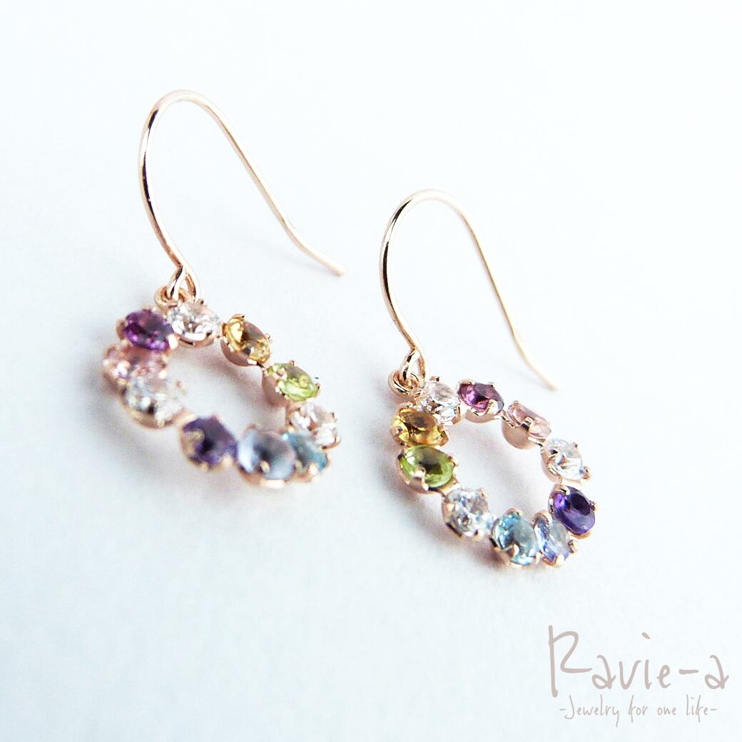 K10アミュレット天然石サークルフックピアス | Ravie-a