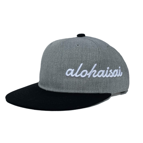 alohaisai フラットバイザー cap ブラックグレー×ホワイト