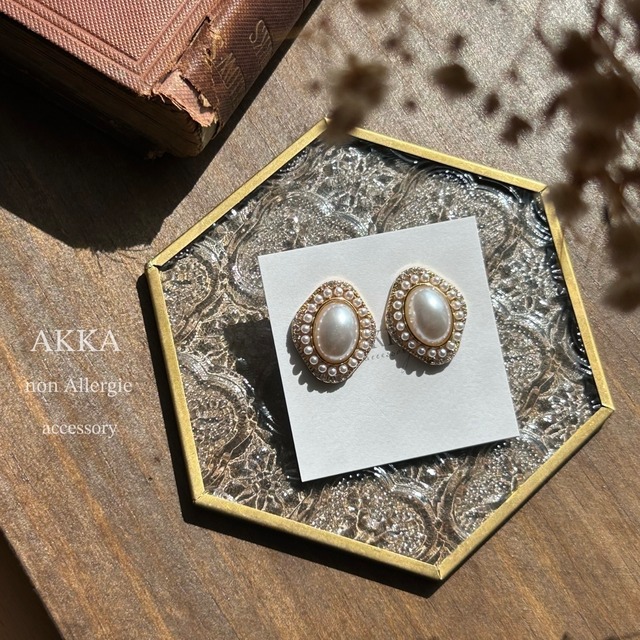 Star&moon antique bijou earrings 星と月のアンティークビジュー樹脂 