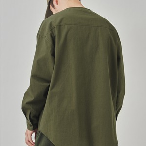 ラウンドヘム バンドカラー シャツ  A1903