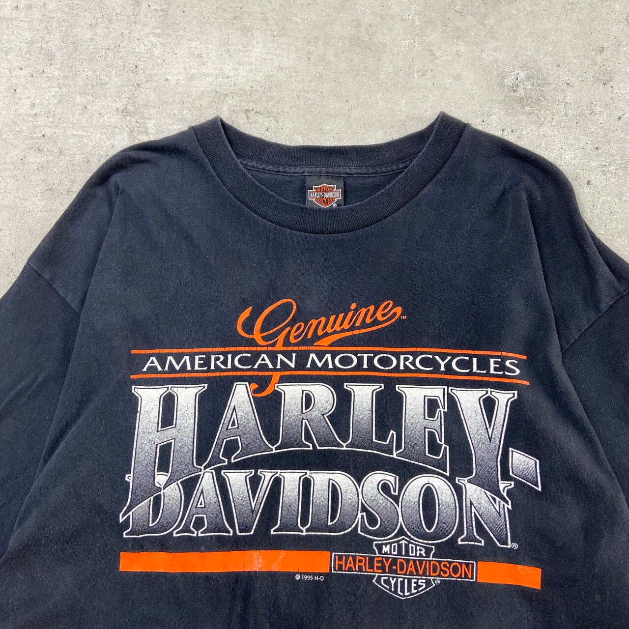 古着 90s Harley Davidson Blue Fire Flame L/S Tee Grey XL ハーレー 