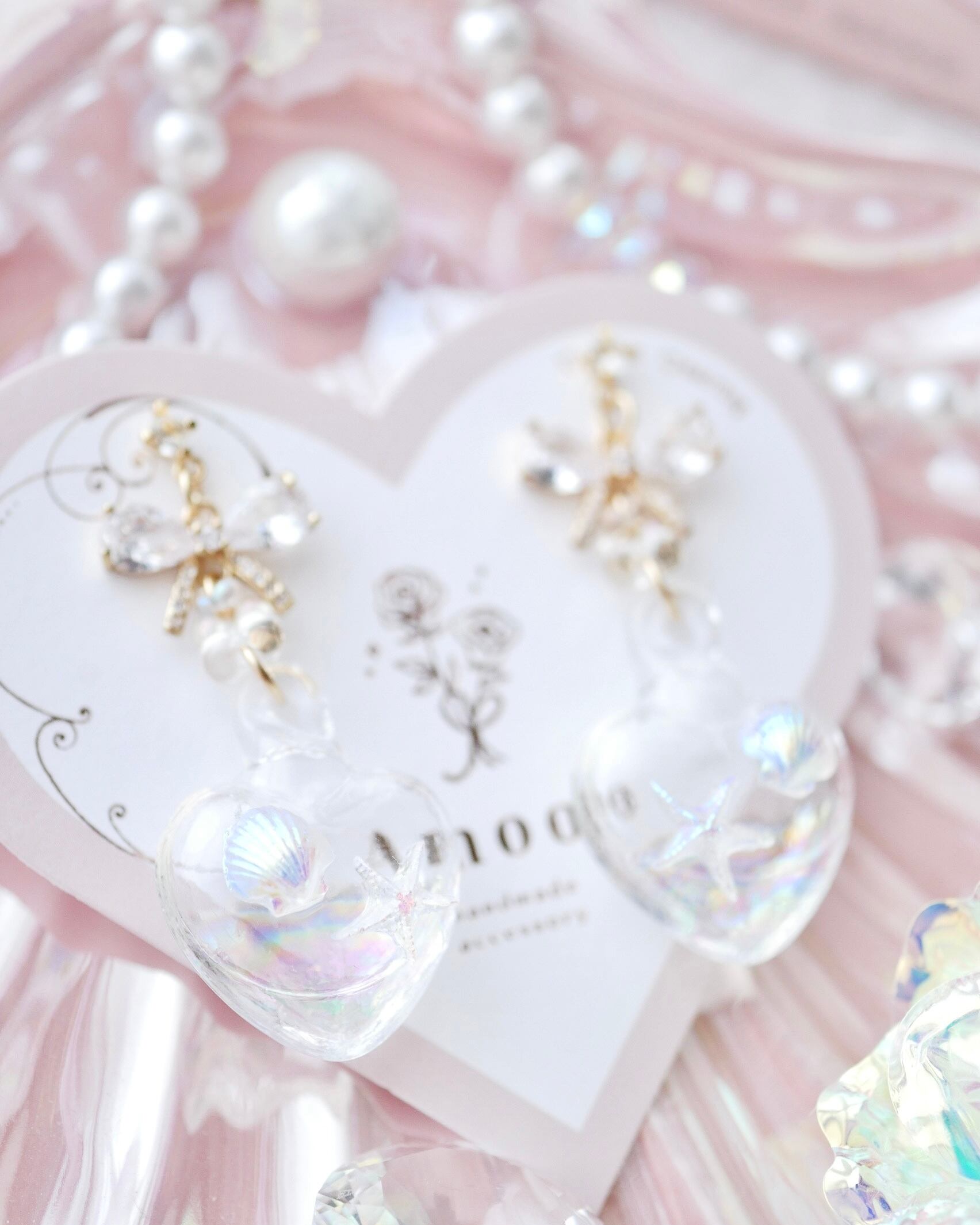 期間限定】8611 マーメイドハートガラスピアス/イヤリング | Amooo