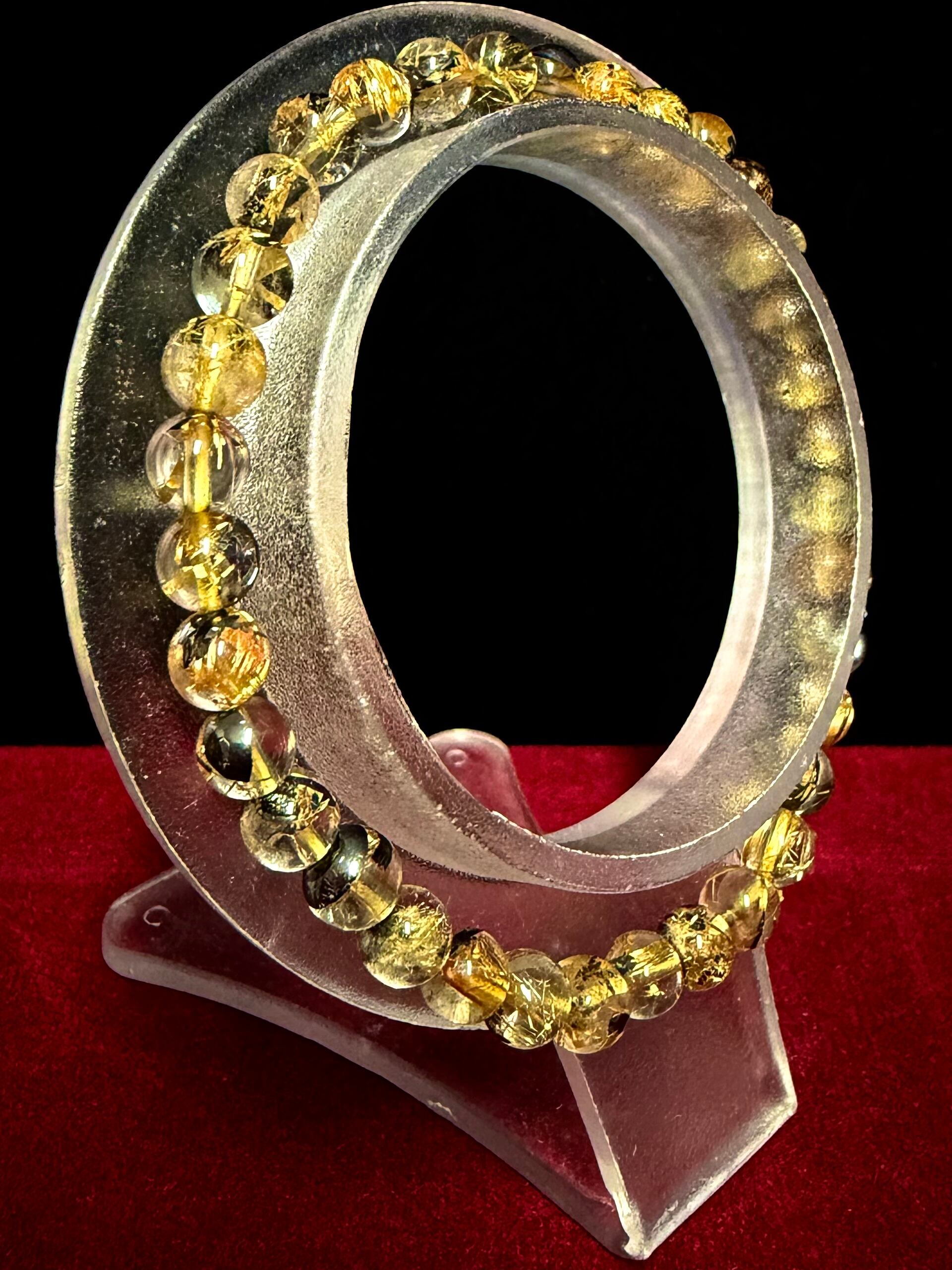 9) 美品!「ゴールド・ルチル」ブレスレット5.5mm