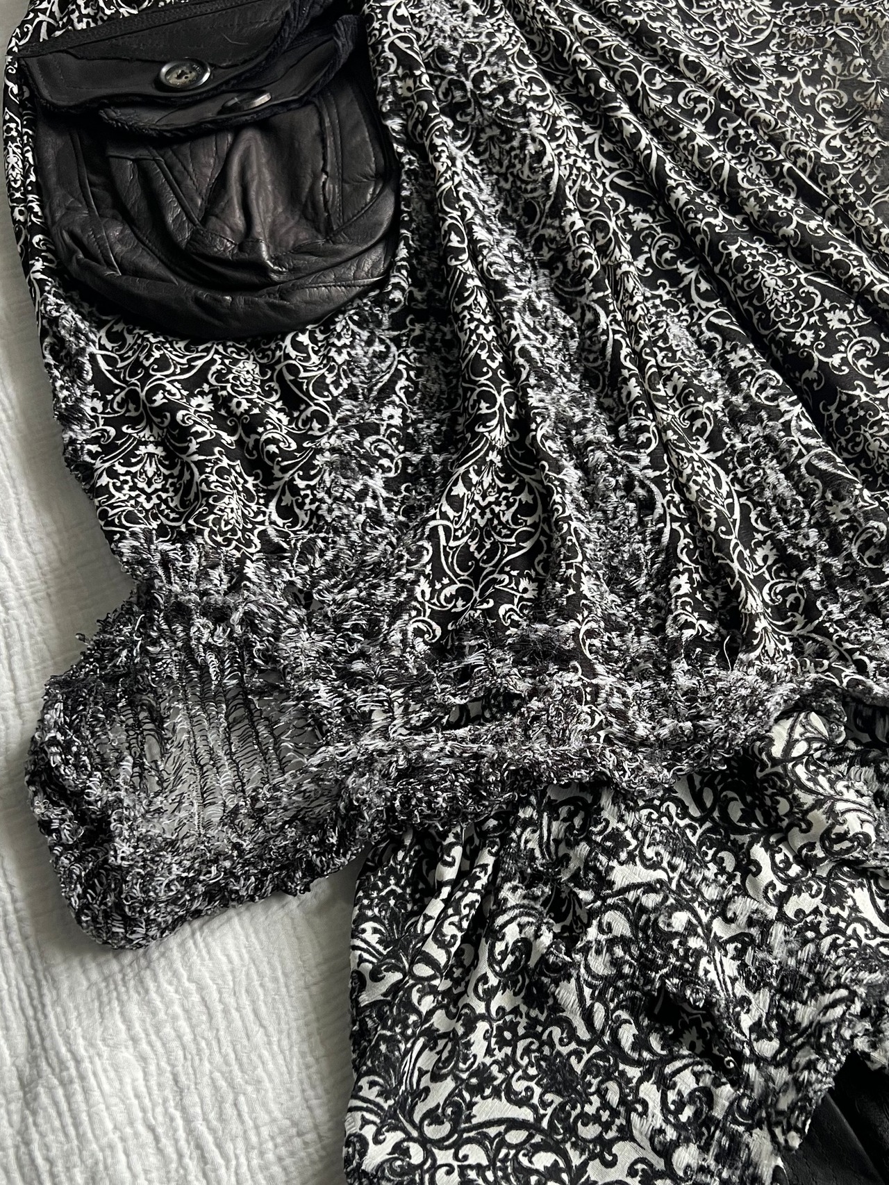 "Shohei Takamiya" Layered Leather Gimmick Flared Pants