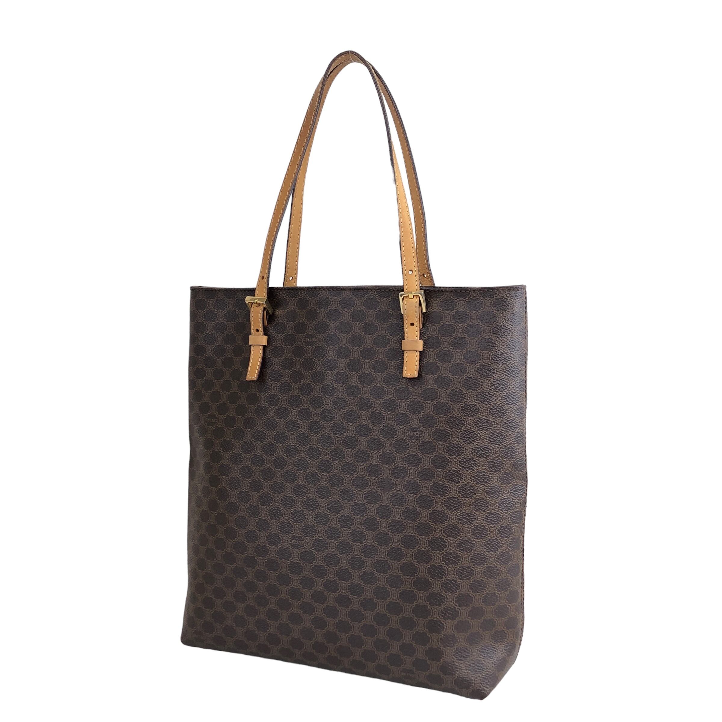 CELINE セリーヌ マカダム ハンドバッグ ブラウン PVCレザー トート