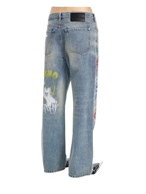 【25SS】SANKUANZ サンクアンズ / BUMPY GRAFFITI PRINT WASHED STRAIGHT JEANS / デニムパンツ