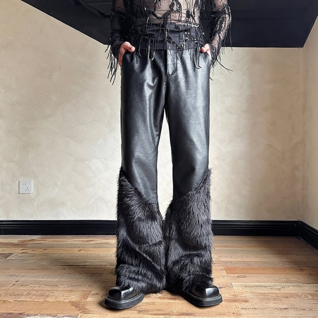 ファースプライシング フェイクレザーフレアパンツ D11321 | 韓国