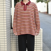 half zip design border knit polo