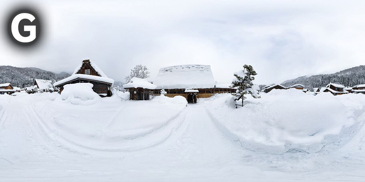 合掌造り集落の世界遺産“白川郷”の雪景色 | JAPAN VRツアー | 360-Panorama