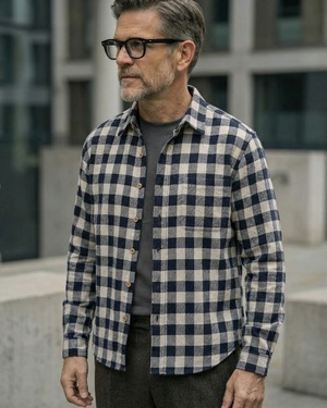 チェック レギュラーカラーシャツ 2色　A0225