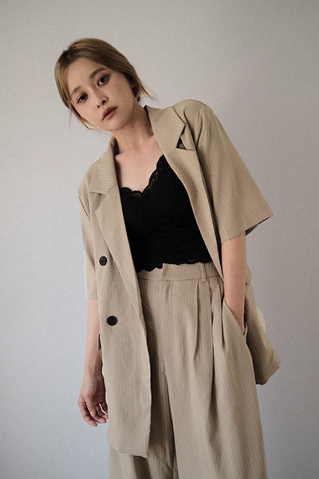 Stripe Half Sleeve Jacket/ストライプハーフスリーブジャケット