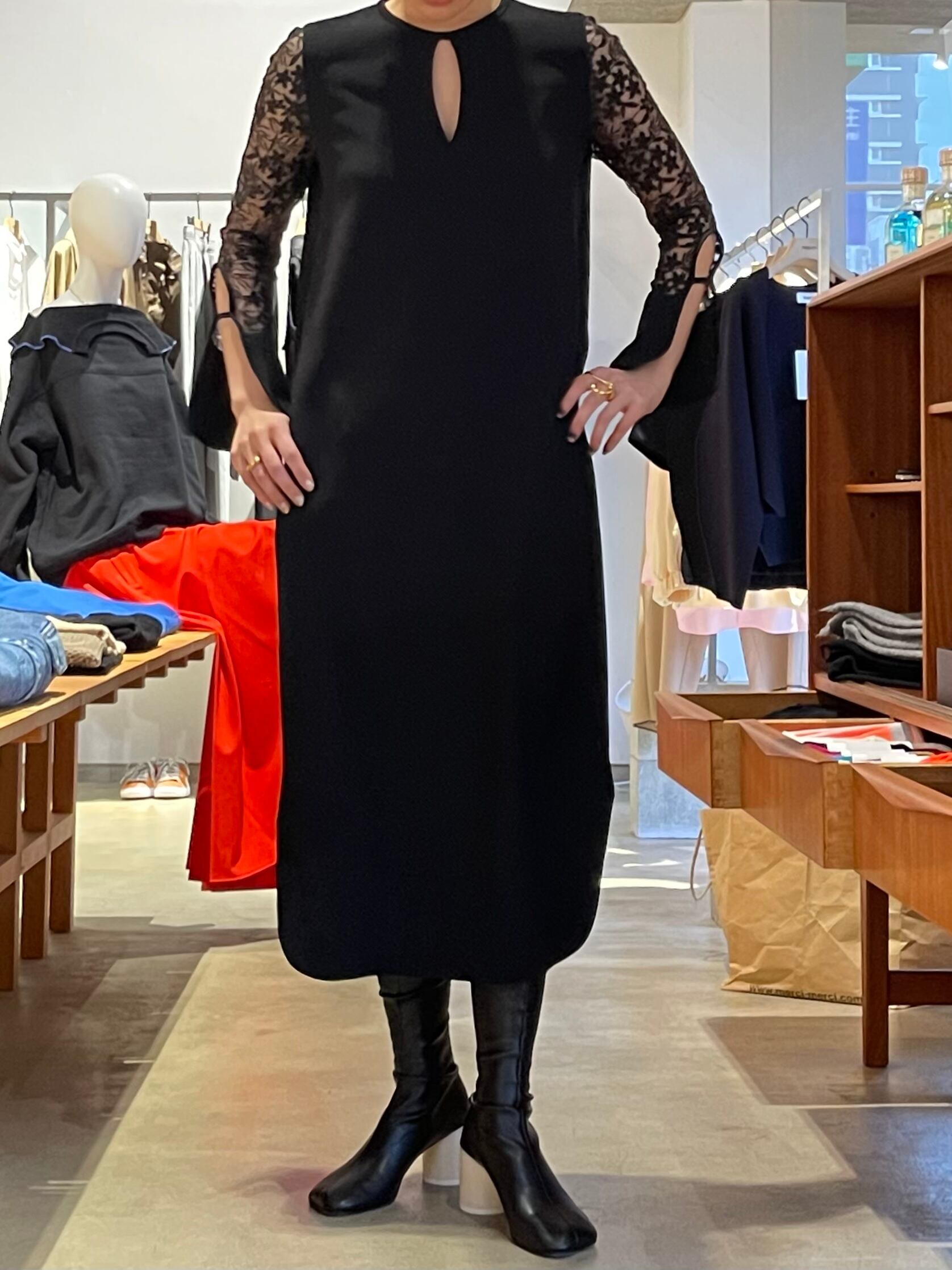 Mame Kurogouchi マメクロゴウチ / Floral Lace Sleeve Dress | TRENT  