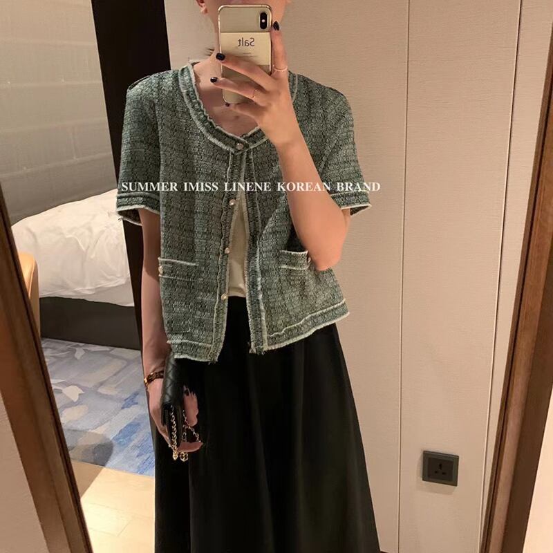 薄手ショートジャケット サマーラウンドネックルーズトップス 夏物 Oネック ビッグFスモールZ韓国54911285476