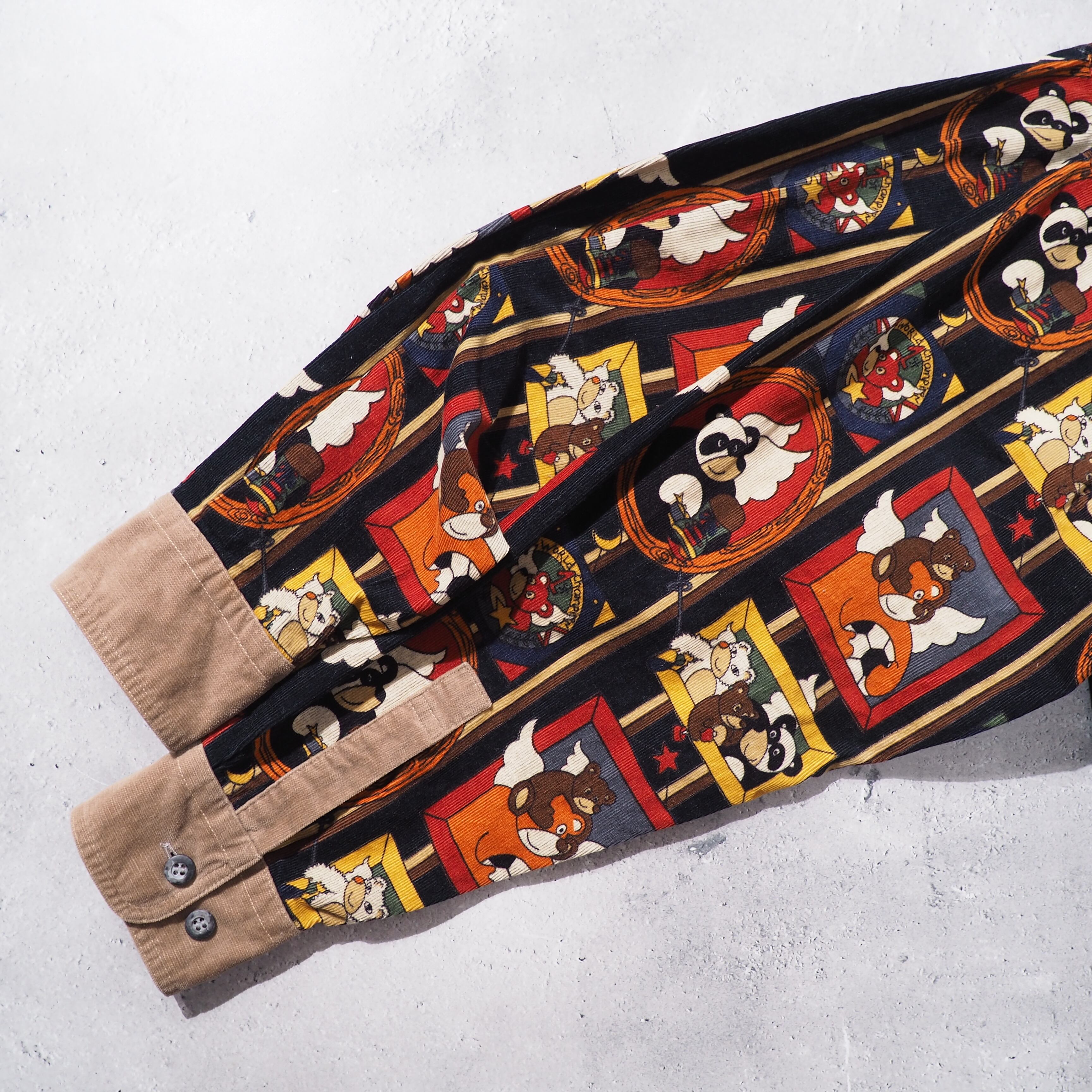 1990s ” Castel bajac ” colorful retro character printed vintage corduroy shirt